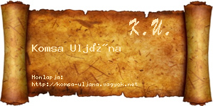 Komsa Uljána névjegykártya